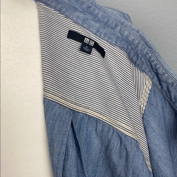 Uniqlo Denim Cotton Button Down Blouse - Picture 8 of 9